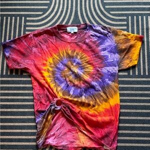 Collina Strada Red Purple Yellow Spiral Tie-Dye Tee